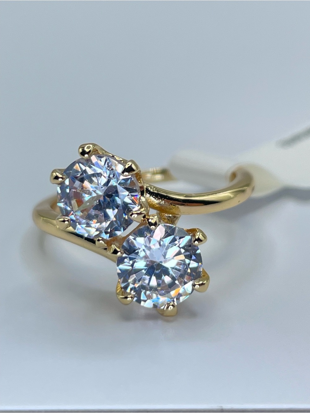 Swarovski Crystals Elements White Crystal Bypass Solitaire Ring Sz 7